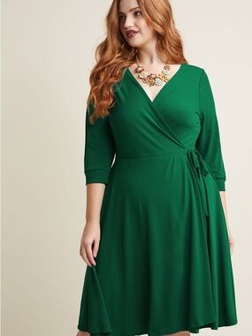 ModCloth - Say Yes to the Timeless Wrap  Dress (Green)